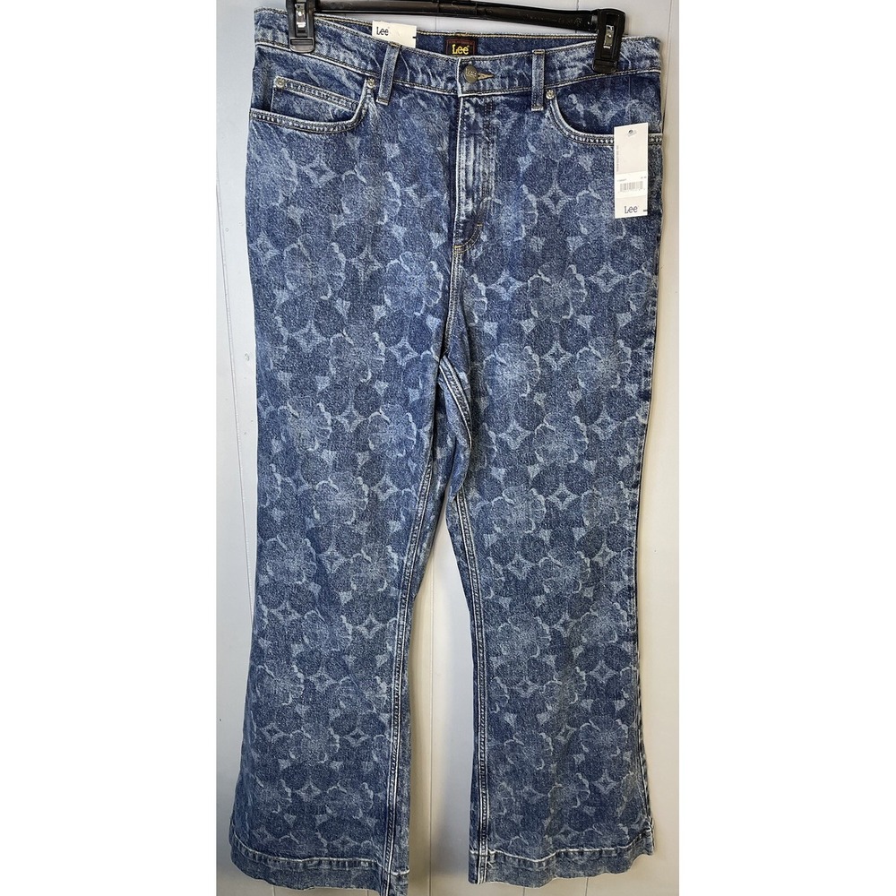 Women's Lee Floral Print Drop Flare Leg Festival Jeans Size 31 NWT